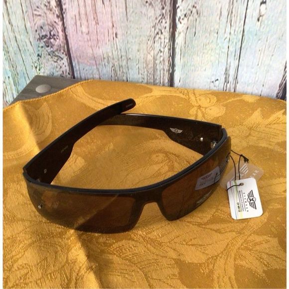 NWT X EYEWEAR 100% UV Protection Black Frames Smokey Brown Lenses NEW Unisex☀️🌞 - Picture 7 of 8
